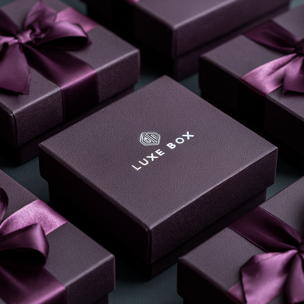 Custom rigid chocolate gift box with ribbon closure and compartment inserts — Luxe Box